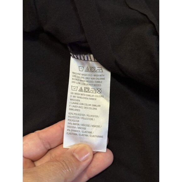 LOGO Lounge Lori Goldstein Black Tshirt Dress Asymmetrical Handkerchief Hem MED - Picture 7 of 8